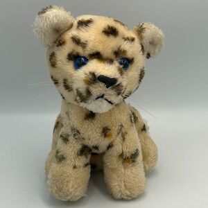 Vintage 1980 Dakin Cheetah Plush Leopard Baby Cat Stuffed 8" Blue Eyes Spots